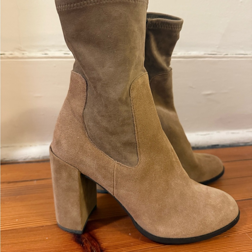 Chinese Laundry Brown Suede Ankle Heeled Boots